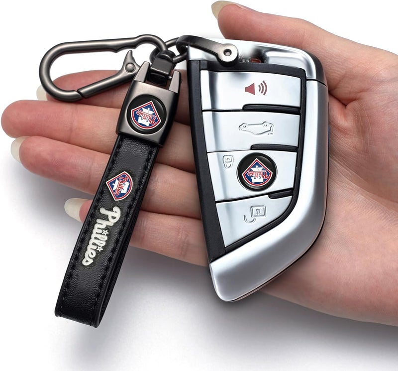 Kaleduo for Philadelphia Phillies Baseball Fans Car Keychain with Tire Valve Caps, Car Keyring and Valve Stem Caps Compatible with Key Fob Holder, Delicate Gifts for Men Women, Phillies - Image 4